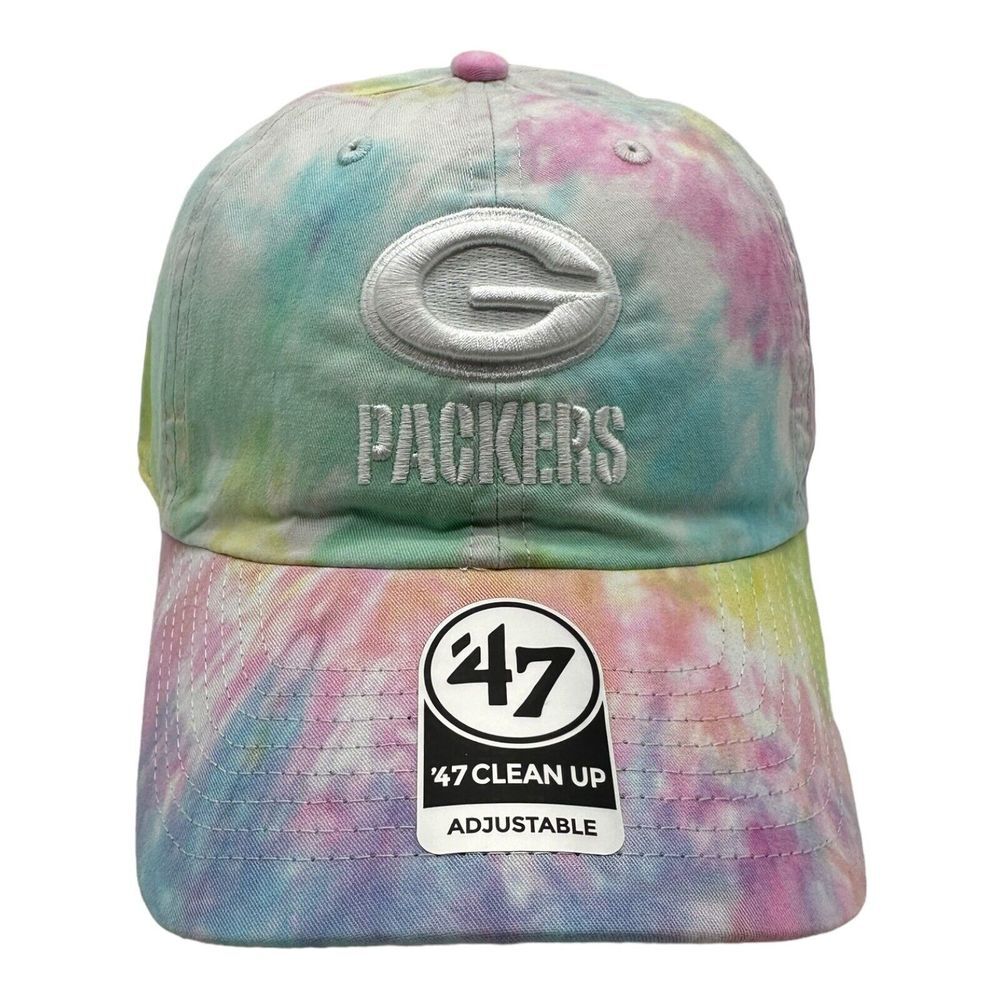 '47 Brand Green Bay Packers NFL Pastel Tie Dye Clean Up Adjustable OSFM Cap Hat‎